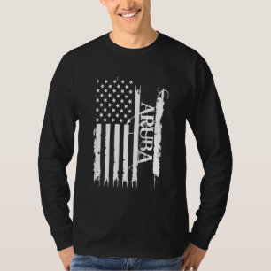 Aruba United States Distressed w US Flag T-Shirt