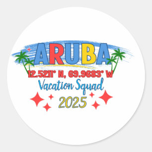 Aruba Vacation 2025 Vibes Tropical Island Getaway Classic Round Sticker