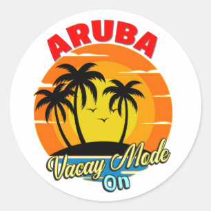 Aruba Vacay Mode On Family Group Matching Travel Classic Round Sticker