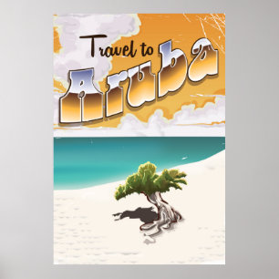 Aruba Vintage beach travel print