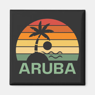 Aruba Vintage Palm Trees Summer Beach Magnet