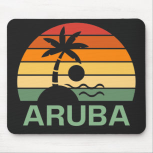 Aruba Vintage Palm Trees Summer Beach Mouse Mat