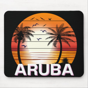 Aruba Vintage Palm Trees Summer Beach Mouse Mat