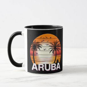 Aruba Vintage Palm Trees Summer Beach Mug