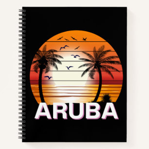 Aruba Vintage Palm Trees Summer Beach Notebook
