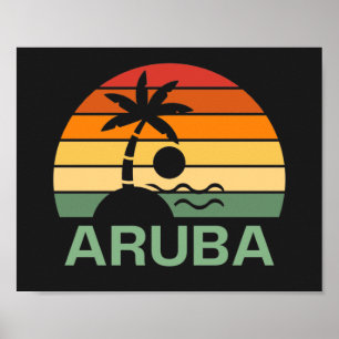 Aruba Vintage Palm Trees Summer Beach Poster