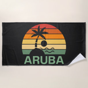 Aruba Vintage Palm Trees Summer Beach Towel