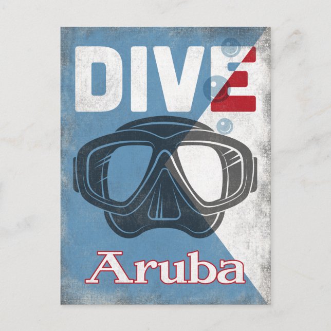 Aruba Vintage Scuba Diving Mask Postcard (Front)