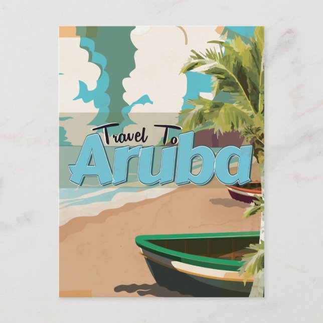 Aruba Vintage Travel Poster. Postcard (Front)