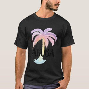 Aruba Watercolor Palm Tree Summer Pastel T-Shirt