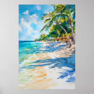Aruba Watercolor Poster Watercolor Vintage Travel