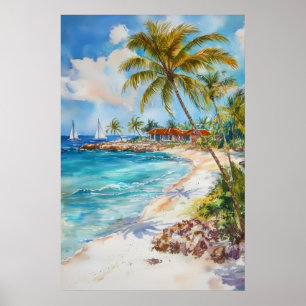Aruba Watercolor Ski Park Travel Poster National