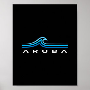 Aruba Waves Vintage Mens Womens Girls Boys Travel Poster