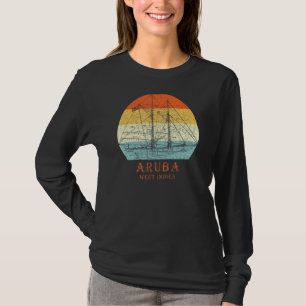 Aruba West Indies Vintage Blueprint Sailboat Vacat T-Shirt