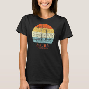 Aruba West Indies Vintage Blueprint Sailboat Vacat T-Shirt