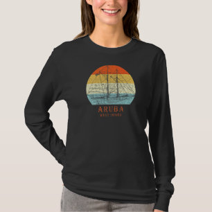 Aruba West Indies Vintage Blueprint Sailboat Vacat T-Shirt