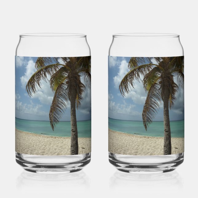 Aruban Beach I Beautiful Nature Scene Can Glass (Front)