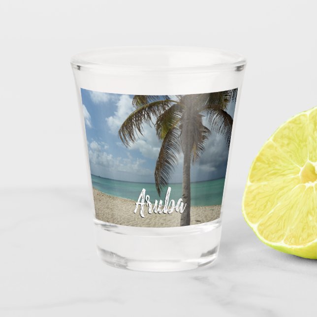 Aruban Beach I Beautiful Nature Scene Shot Glass (Front)