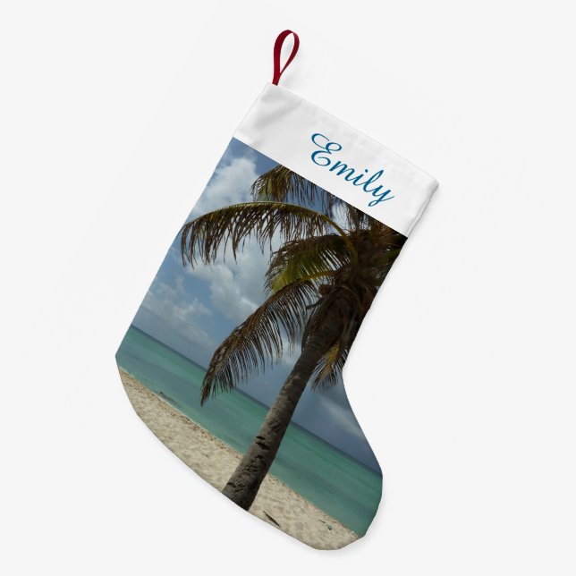 Aruban Beach I Beautiful Nature Scene Small Christmas Stocking (Front (Hanging))