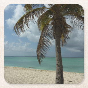 Aruban Beach I Beautiful Nature Scene Square Paper Coaster