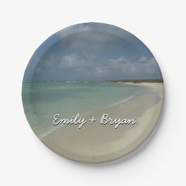 Aruban Beach II Beautiful Nature Scene Paper Plate (Front)