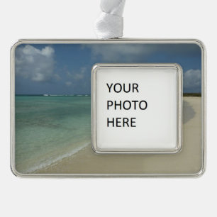 Aruban Beach II Beautiful Nature Scene Silver Plated Framed Ornament