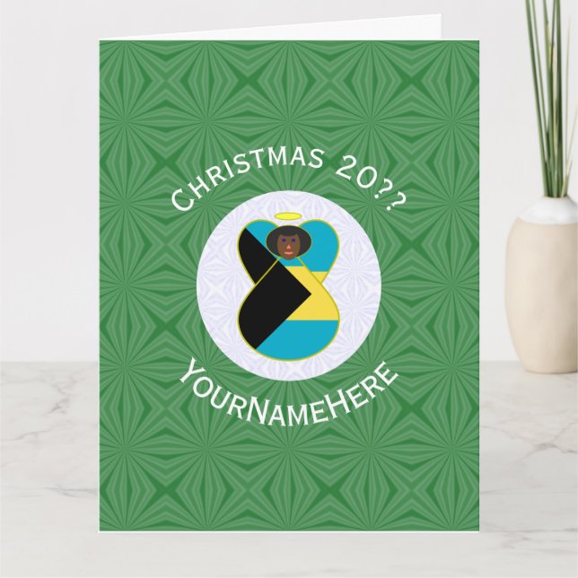 Aruban Black Angel Christmas Flag Personalised  Card (Front)
