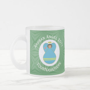 Aruban Flag Angel Christmas Personalised Frosted Glass Coffee Mug