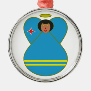 Aruban Flag Angel Metal Tree Decoration