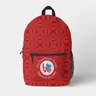Aruban Flag Heart LOVE Red Personalised Text  Printed Backpack