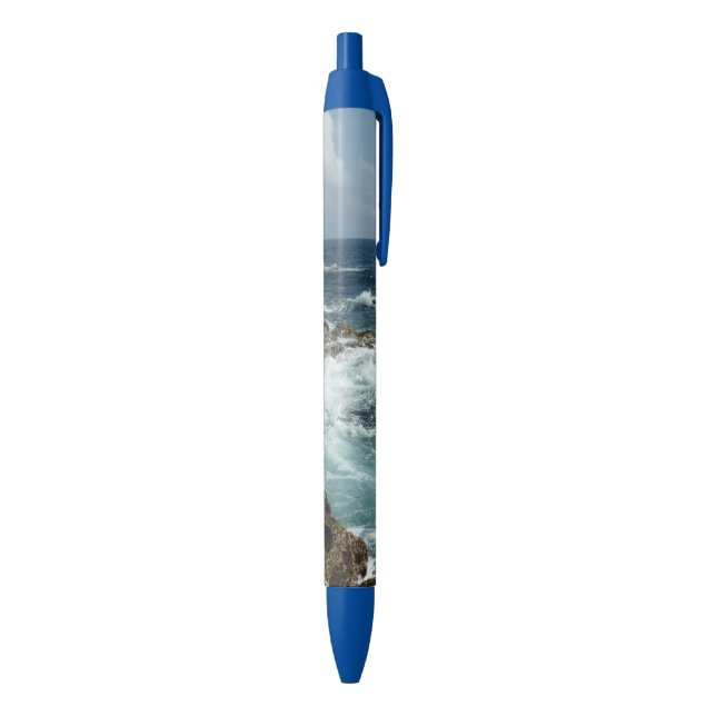 Aruba's Rocky Coast and Blue Ocean Blue Ink Pen (Bottom (Vertical))