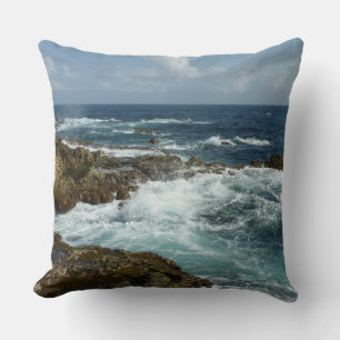 Aruba's Rocky Coast and Blue Ocean Cushion