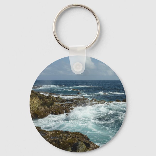 Aruba's Rocky Coast and Blue Ocean Key Ring (Front)