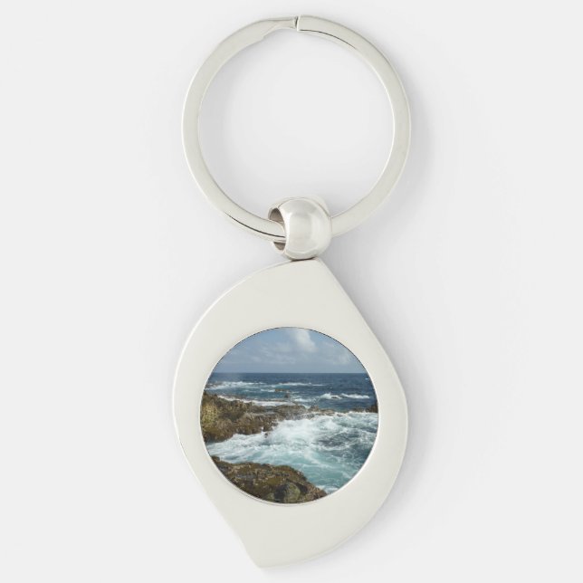 Aruba's Rocky Coast and Blue Ocean Key Ring (Front)