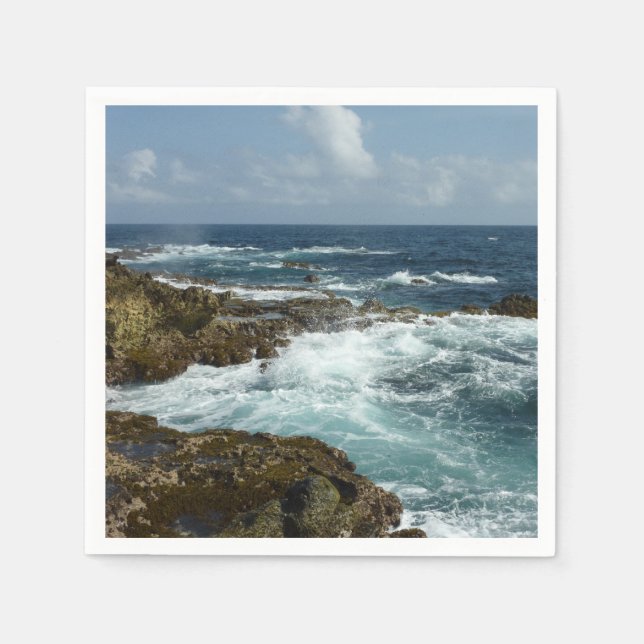 Aruba's Rocky Coast and Blue Ocean Napkin (Front)