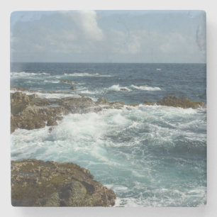 Aruba's Rocky Coast and Blue Ocean Stone Coaster