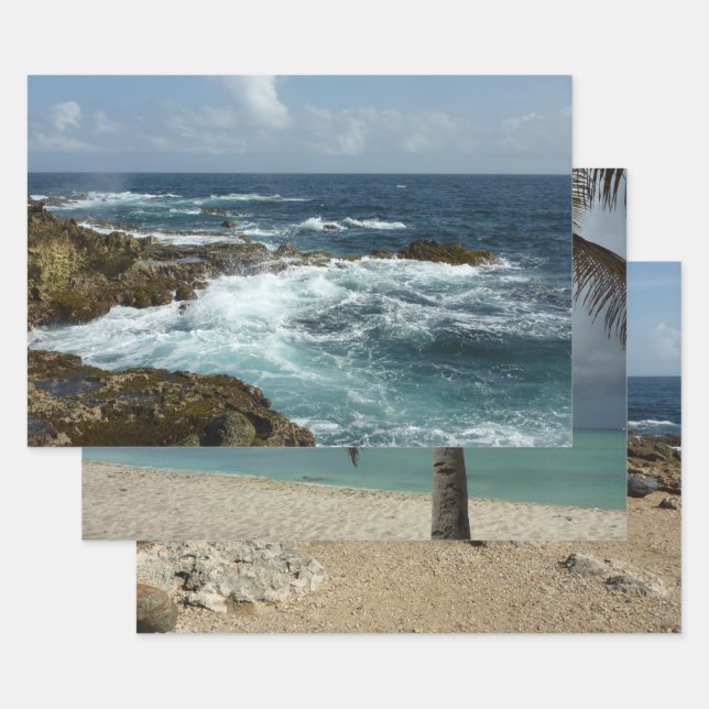 Aruba's Rocky Coast and Blue Ocean Wrapping Paper Sheet (Set)