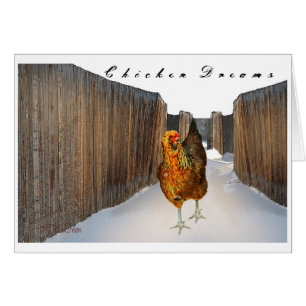 Arucana hen 'dream' in snow fence art Card