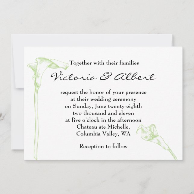 Arum Flower Wedding Invitation (Front)