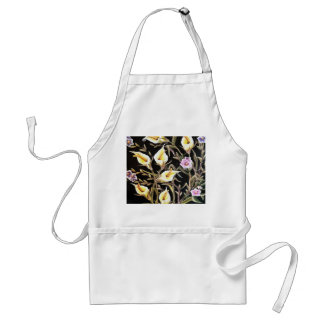 Arum Lily Artistic Floral Design On Black  Standard Apron