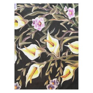 Arum Lily Artistic Floral Design On Black Tablecloth