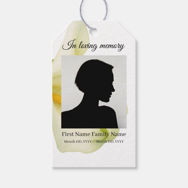 Arum lily funeral ribbon labels (Front)