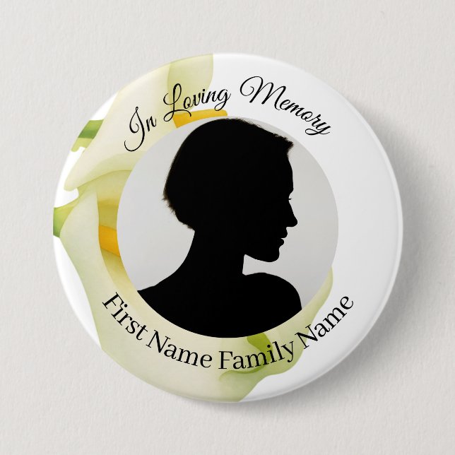 Arum lily memorial photo button (Front)