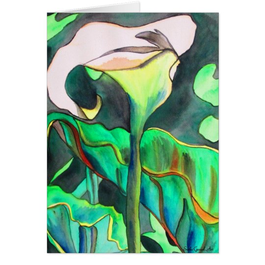 Arum Lily watercolor original art painting Card