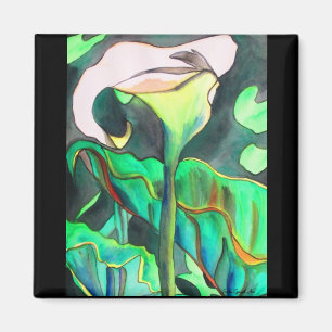 Arum lily white and green tropical flower magnet