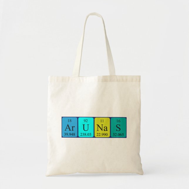 Arunas periodic table name tote bag (Front)