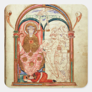 Arundel 155 f.133 Monks of Christchurch, Canterbur Square Sticker
