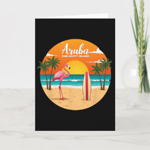 Aru's One Happy Island Flamingo Surfing Tropical B Card