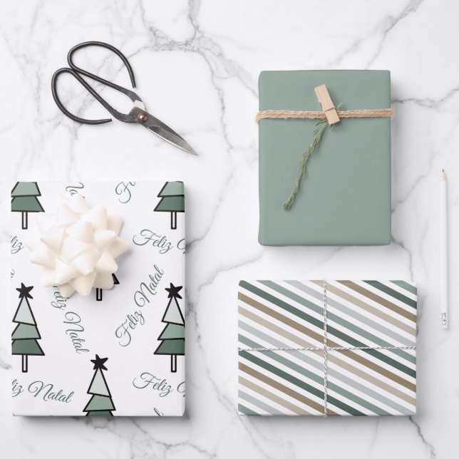 Árvore de Natal Pinheiro Estilo Rústico Farmhouse Wrapping Paper Sheet (Front)