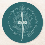 ARWEN™ Elven Sword Quote Round Paper Coaster<br><div class="desc">Honor the strength and grace of Arwen™ with this striking Lord of the Rings™ design inspired by the Elves. Centered around an elegant Elven sword framed by intricate, flowing vinework, the artwork beautifully reflects her courage, devotion, and timeless spirit. The circular quote, “This is not the end… it is the...</div>